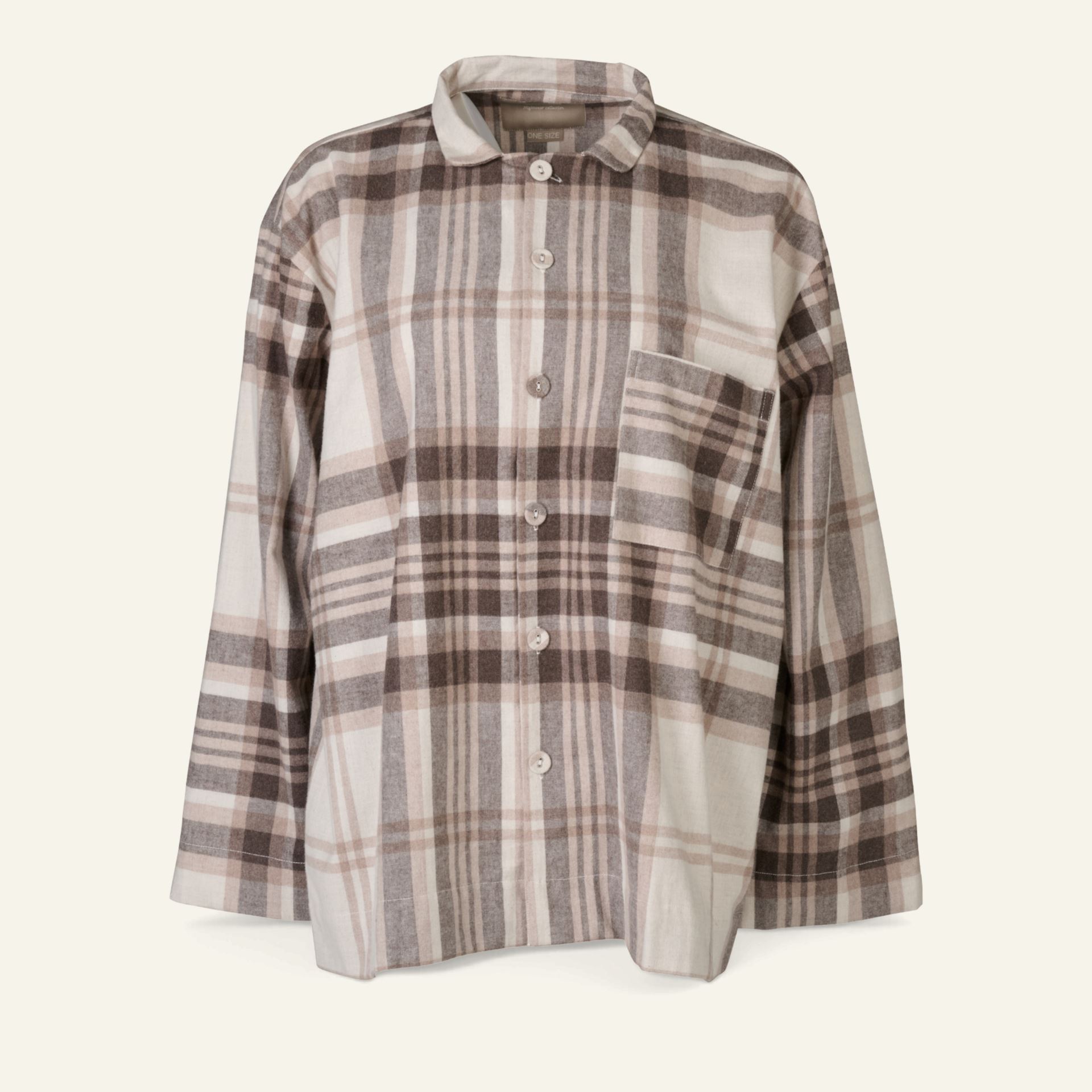 Garnfärbiger Flanell-Pyjama-Top Braun - one size Braun - 1