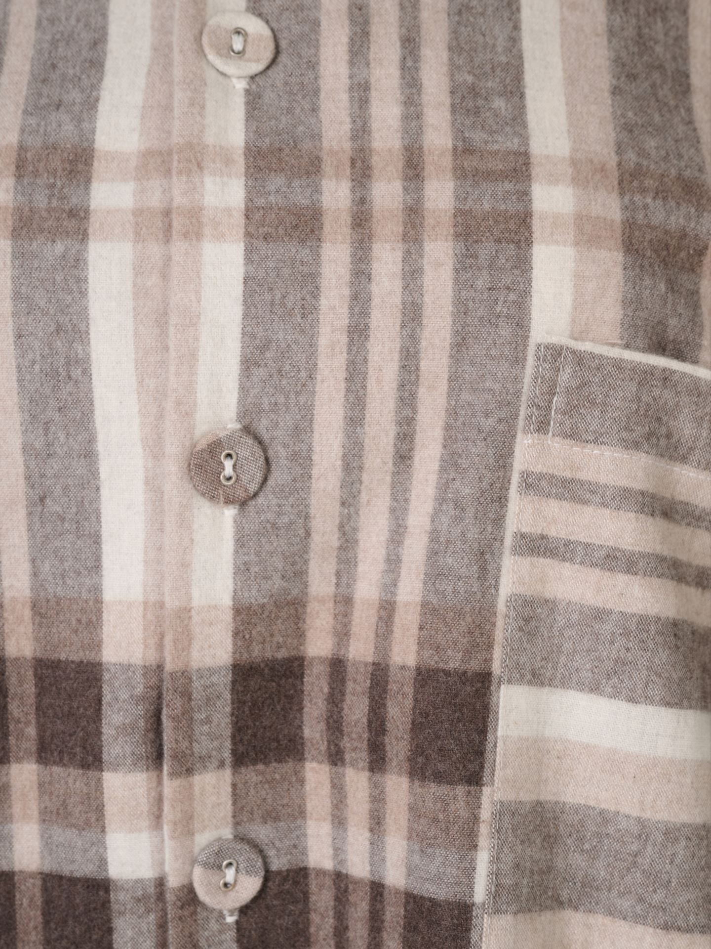 Garnfärbiger Flanell-Pyjama-Top Braun - 2