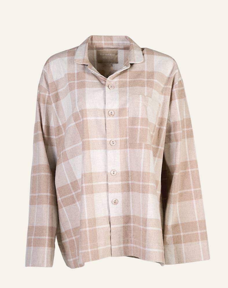 Garnfärbiger Flanell-Pyjama-Top Sand - one size Sand - 1