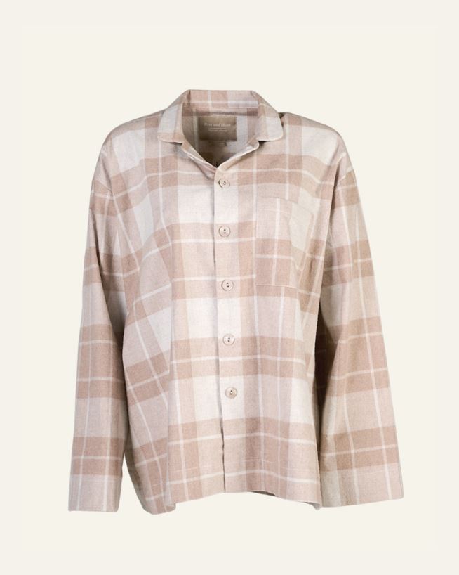 Garnfärbiger Flanell-Pyjama-Top Sand - one size Sand - 1