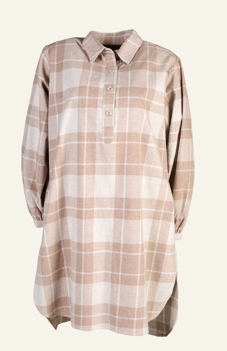 Garngefärbtes Flanell-Nachthemd Sand - S/M Sand - 1