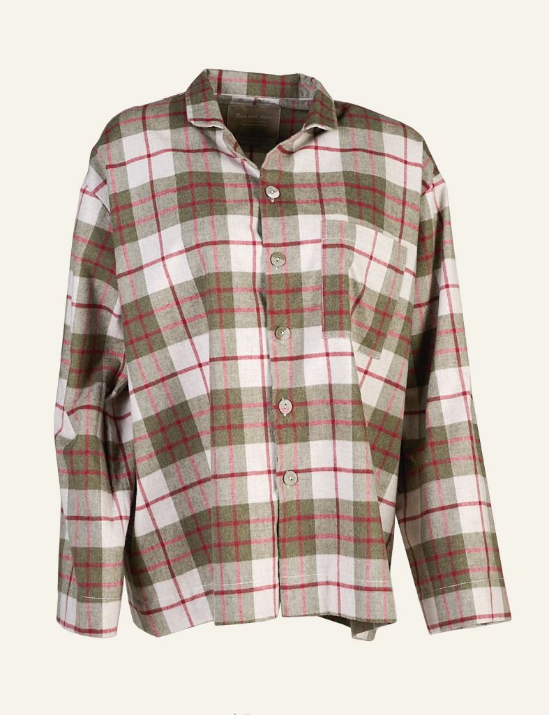 Garnfärbiger Flanell-Pyjama-Top Multi/Rot - one size Multi/Rot - 1