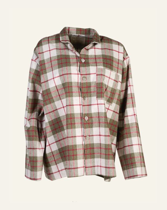 Garnfärbiger Flanell-Pyjama-Top Multi/Rot - one size Multi/Rot - 1