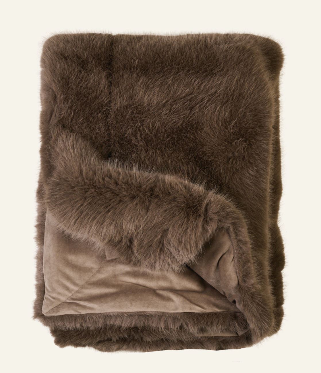 Plaid aus Kunstfell Taupe - 130x170 cm Taupe - 1