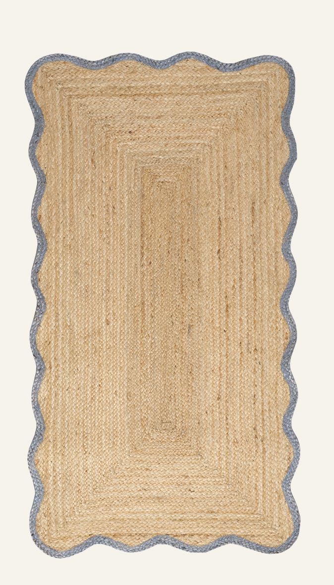 Jute-Teppich Grau-blau - 80x150 cm Grau-blau - 1