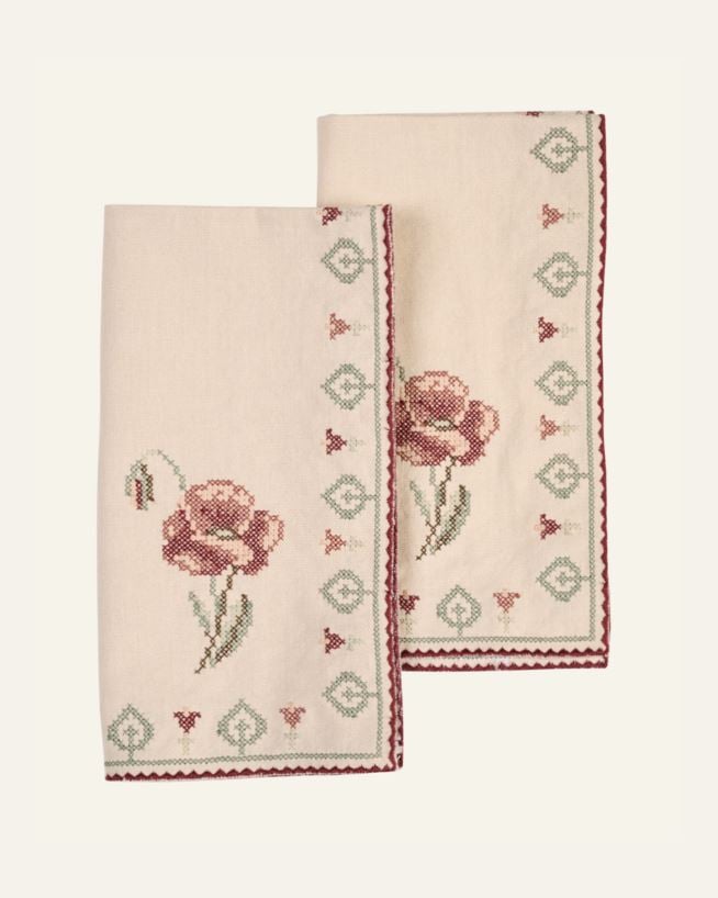 Stoffservietten im 2er-Set Beige - 45x45 cm Beige - 1