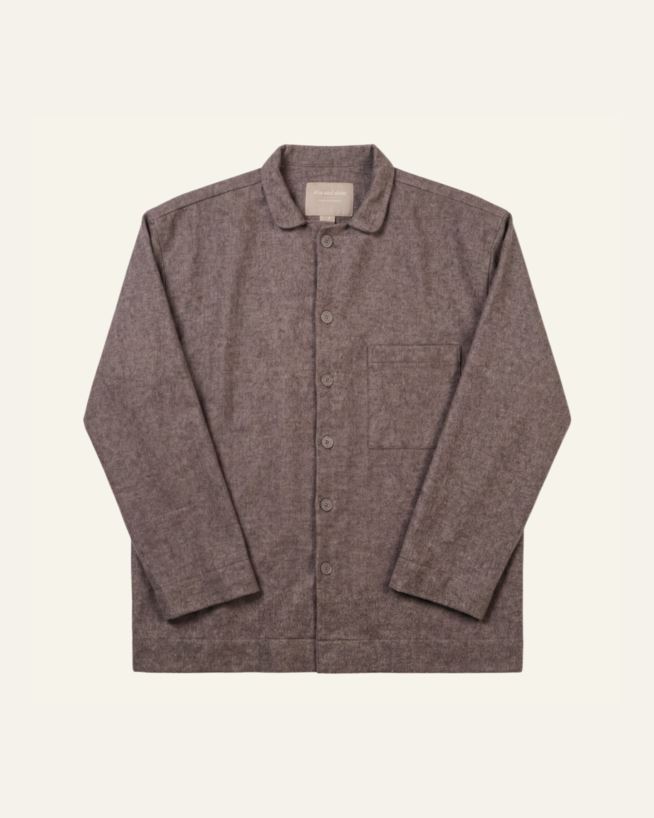 Garnfärbiger Flanell-Pyjama-Top Braun - one size Braun - 1