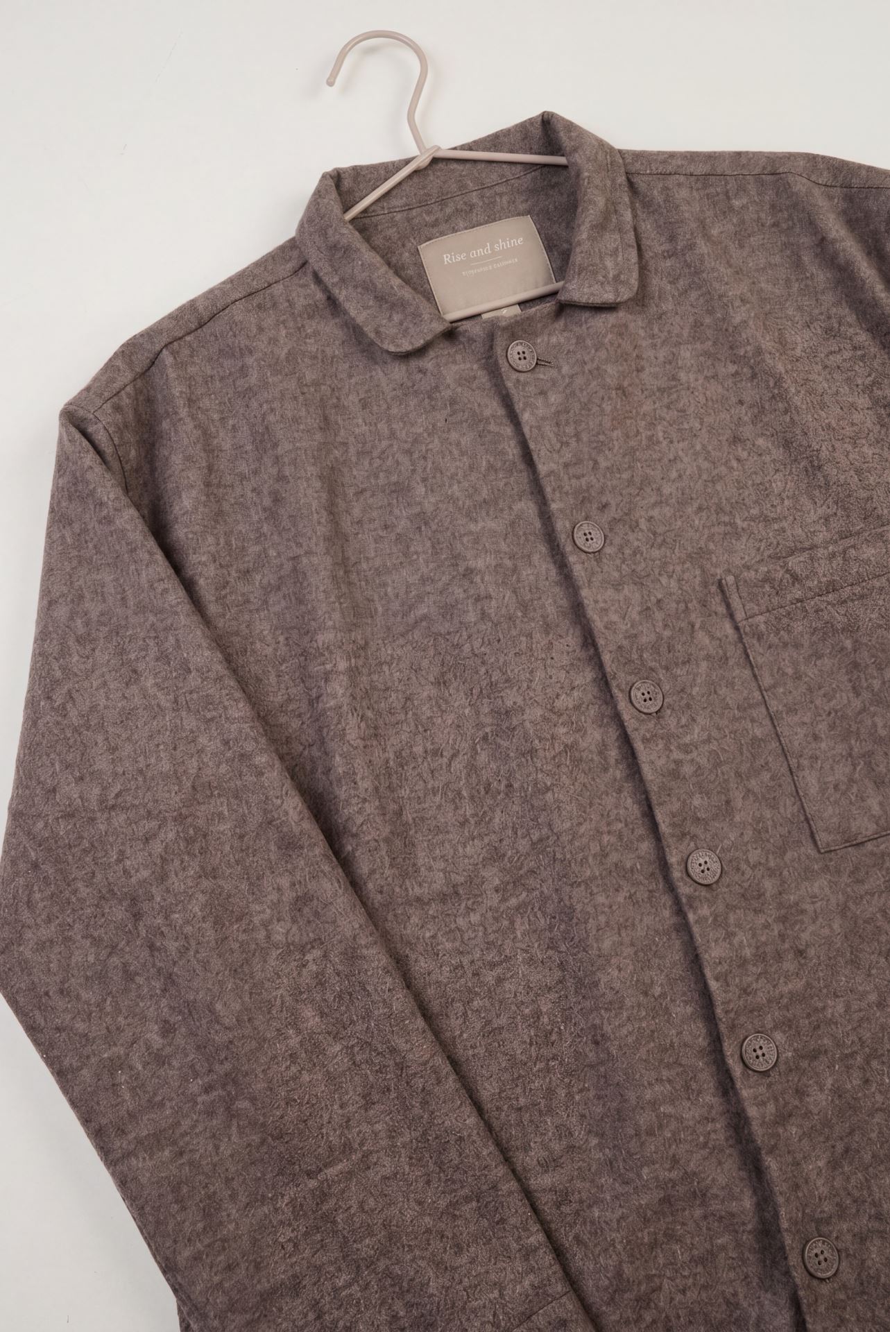 Garnfärbiger Flanell-Pyjama-Top Braun - 2