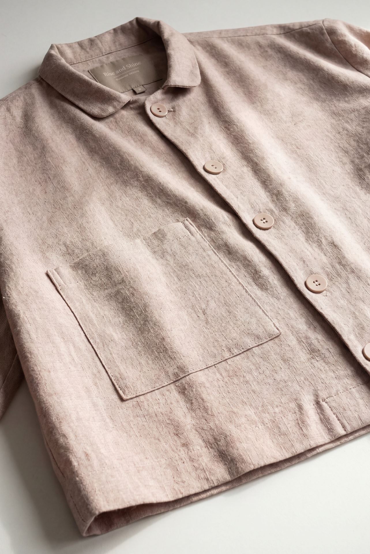 Garnfärbiger Flanell-Pyjama-Top Sand - 2