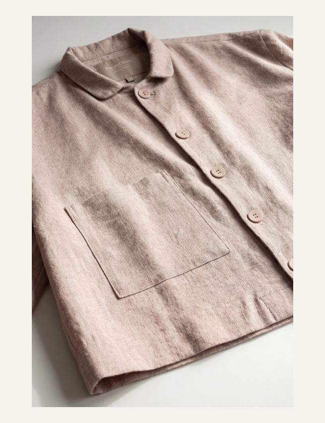 Garnfärbiger Flanell-Pyjama-Top Sand - 2