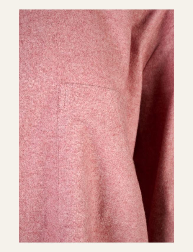 Garnfärbiger Flanell-Pyjama-Top Altrosa - 2