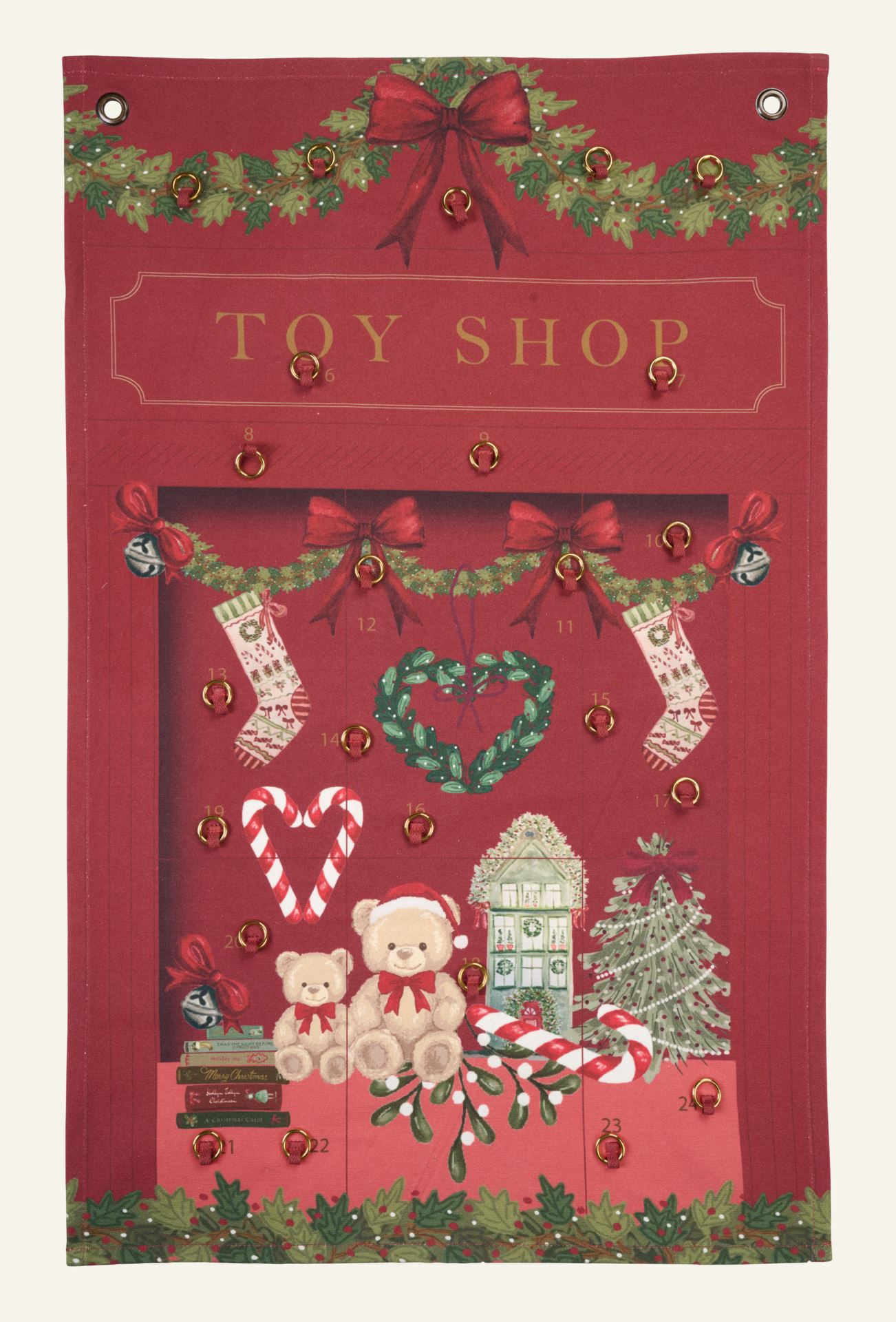 Adventskalender Rot - 47x75 cm Rot - 1