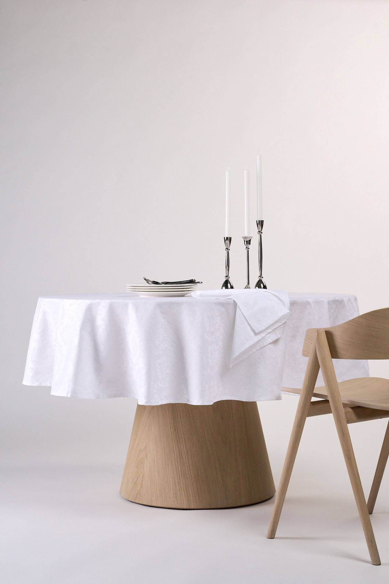 Abwischbare Tischdecke Weiß - ø180 cm Weiß - 1