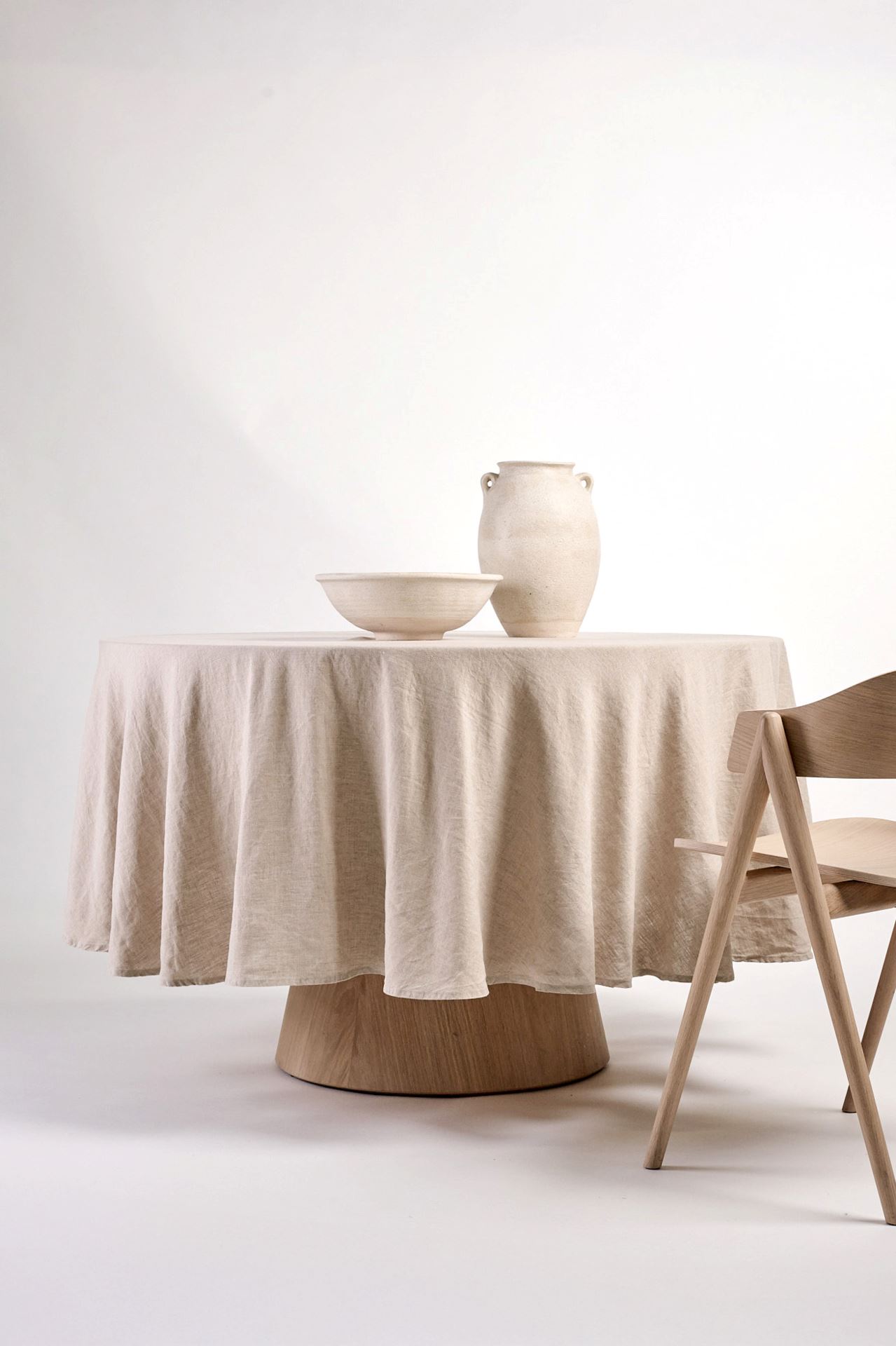 Tischdecke aus Leinen Natur - ø180 cm Natur - 1
