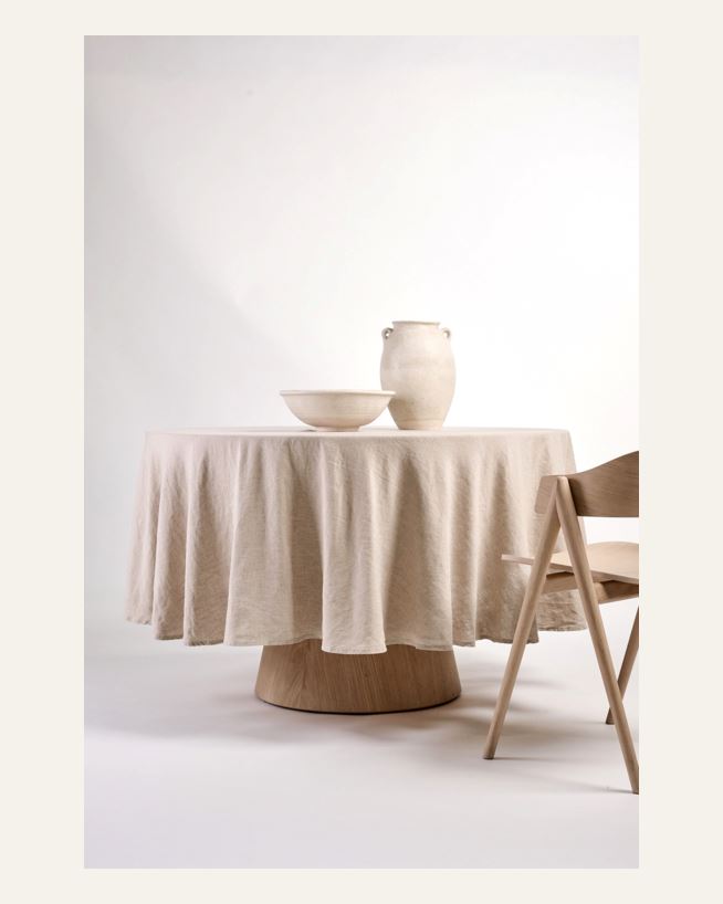 Tischdecke aus Leinen Natur - ø180 cm Natur - 1