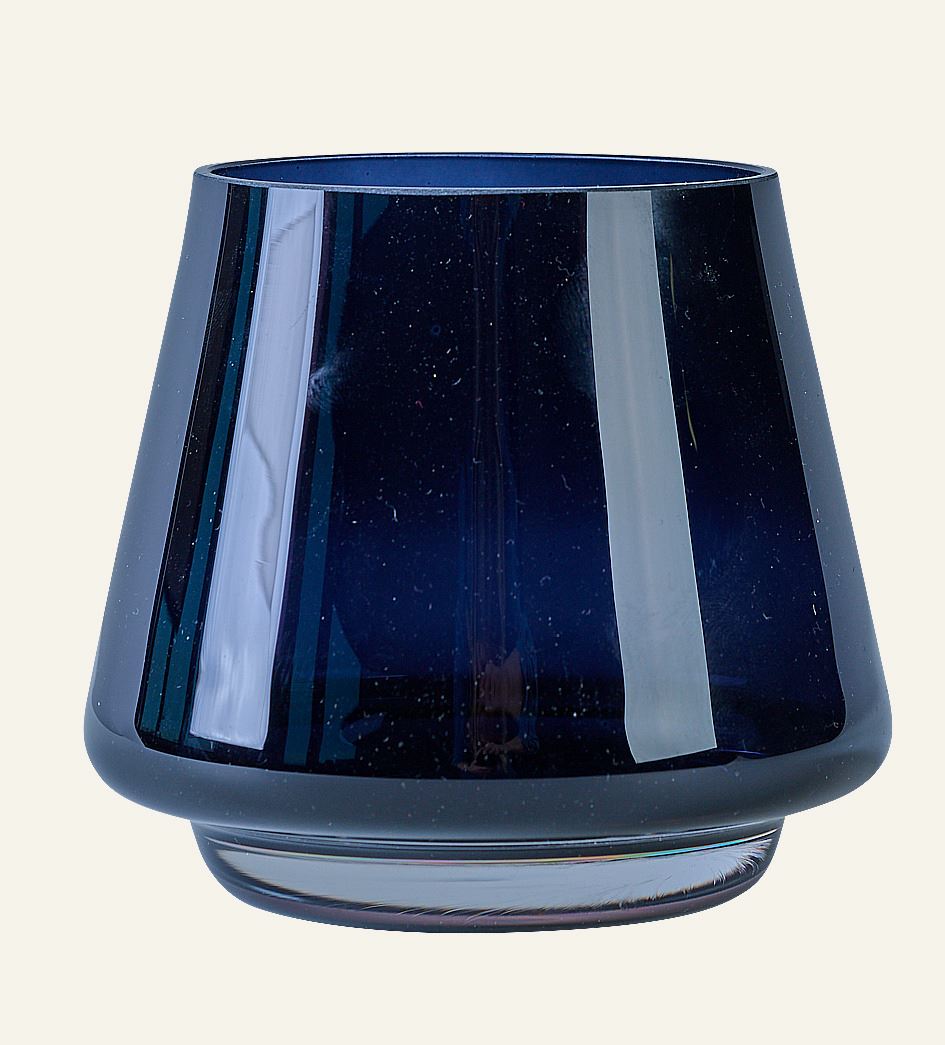 Teelichthalter Dunkelblau - 10x10x9,5 cm Dunkelblau - 1