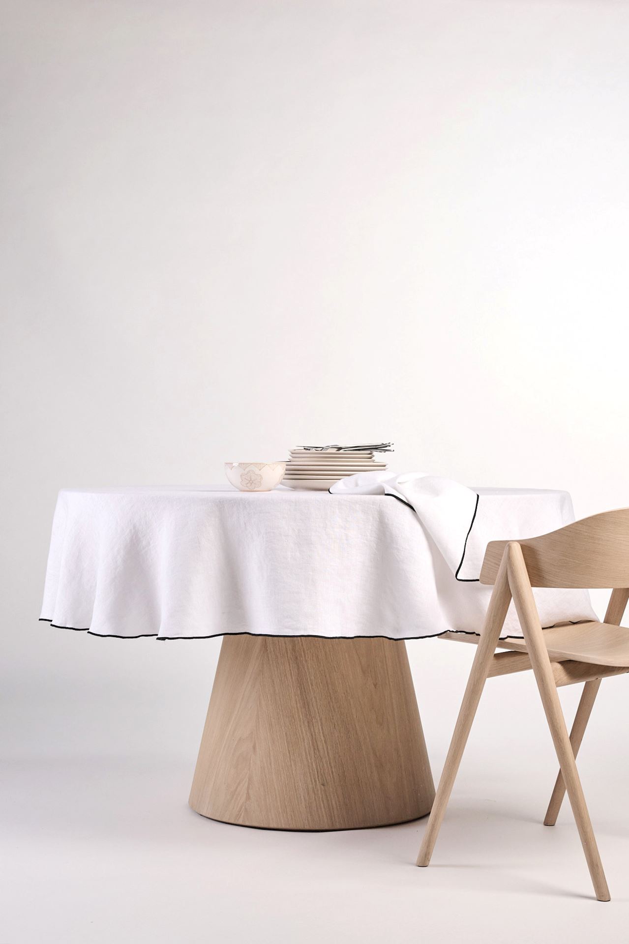 Runde Leinentischdecke Weiß - ø180 Weiß - 1