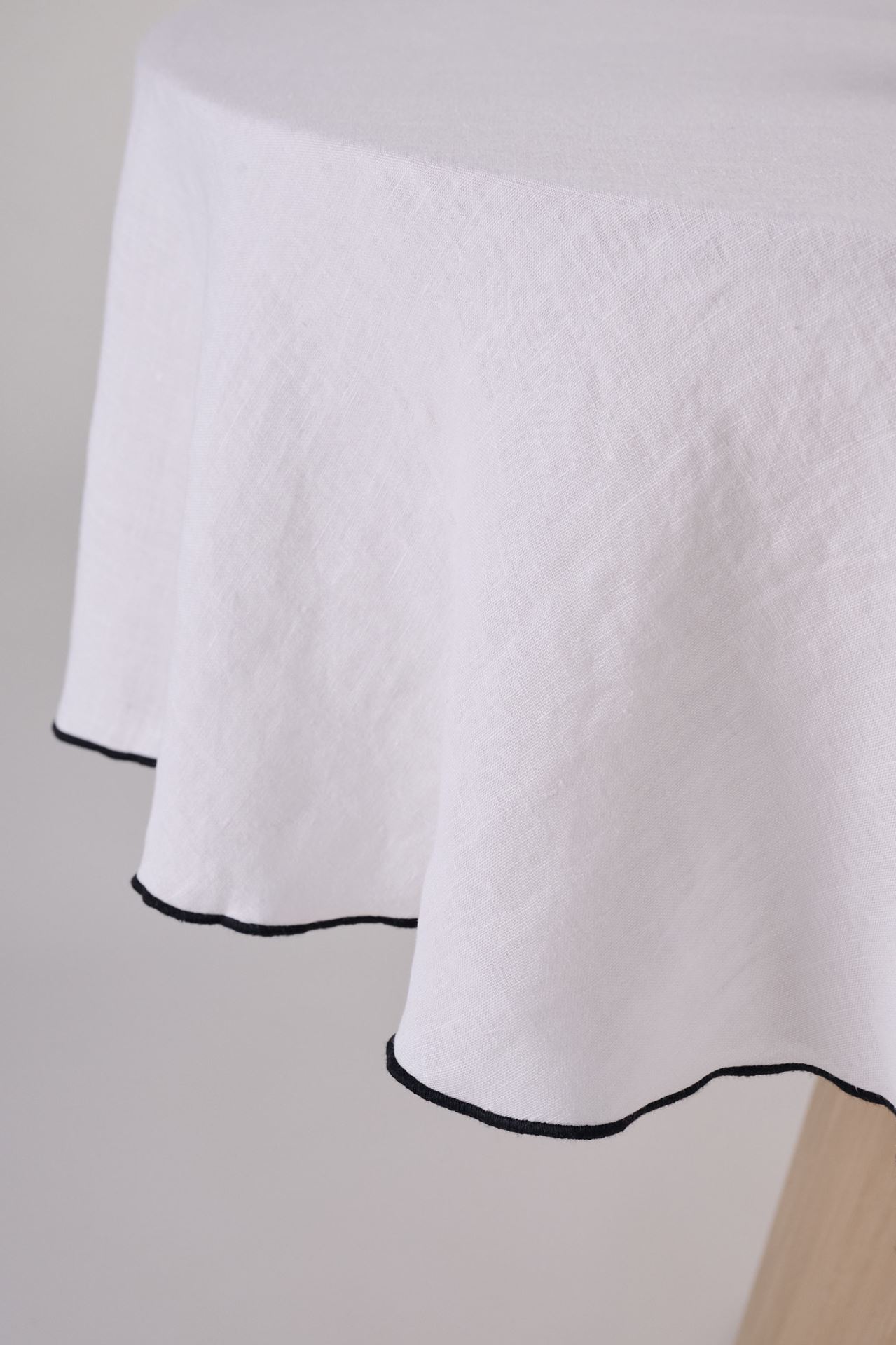 Runde Leinentischdecke Weiß - 3