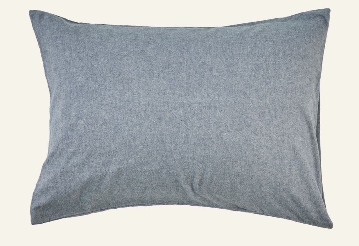 Garngefärbter Flanell-Kissenbezug Grau-blau - 50x60 cm Grau-blau - 1