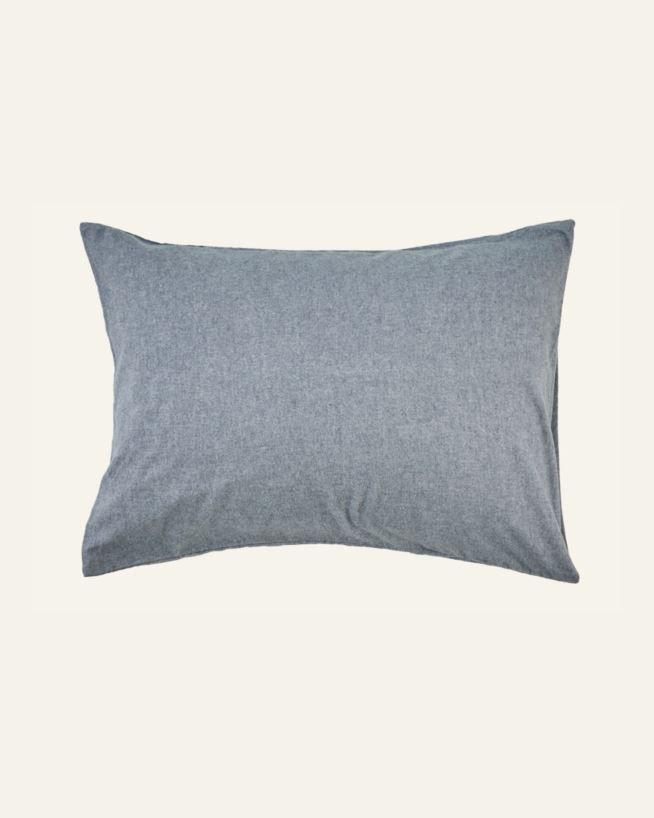 Garngefärbter Flanell-Kissenbezug Grau-blau - 50x60 cm Grau-blau - 1