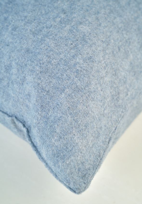 Garngefärbter Flanell-Kissenbezug Grau-blau - 2