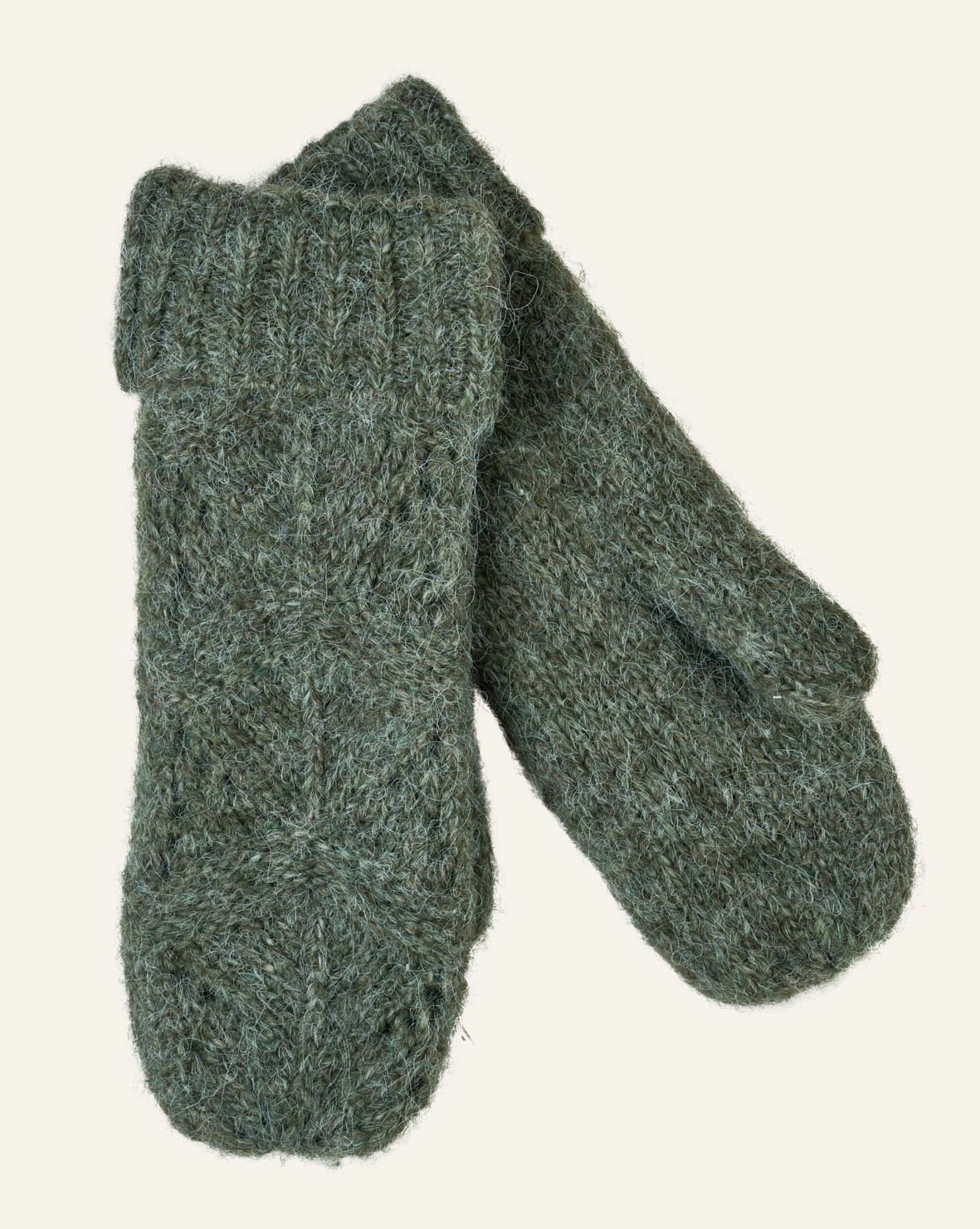 Gestrickte Handschuhe Olivengrün - 2