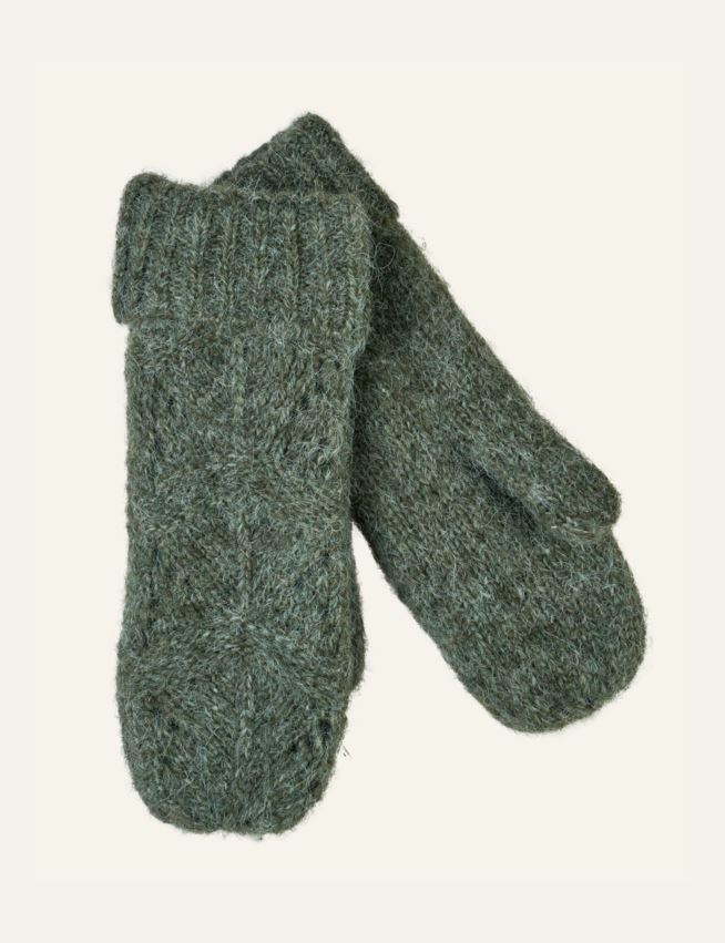 Gestrickte Handschuhe Olivengrün - 2