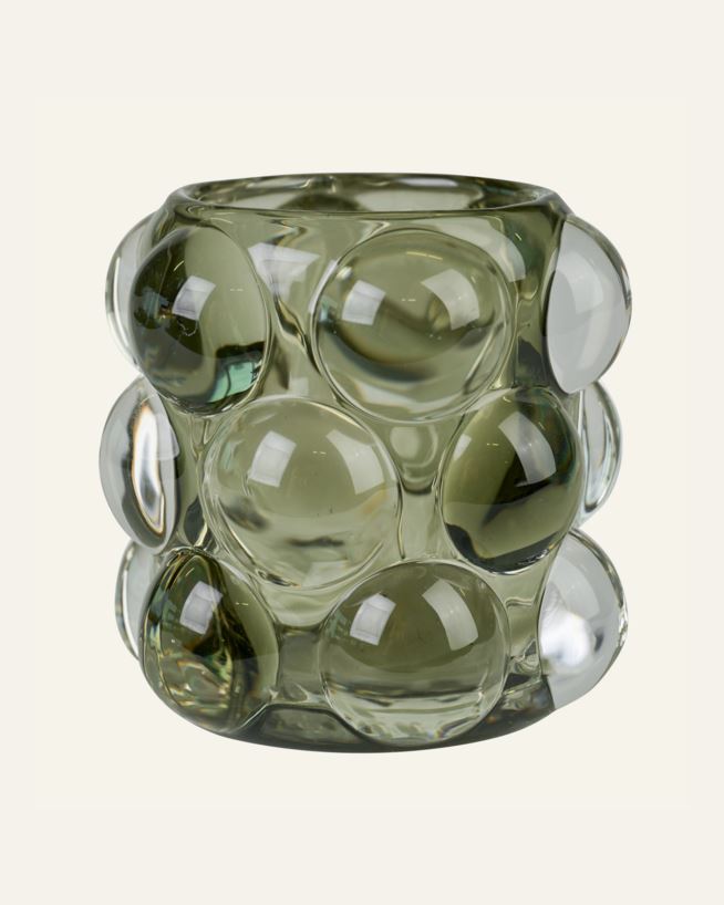 Teelichthalter Grau-Grün - 8,5x8,5x8 cm Grau-Grün - 1