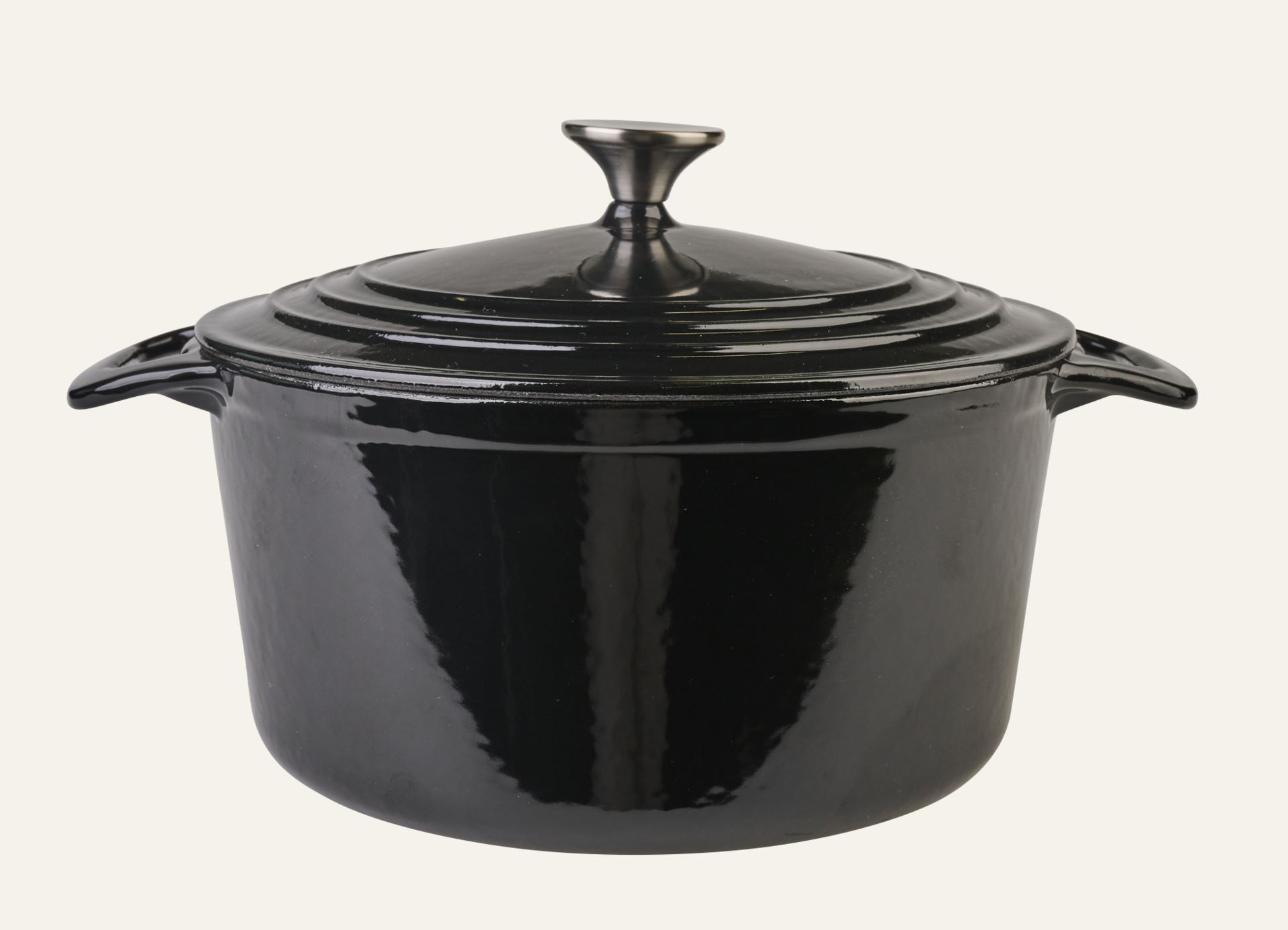 Gusseisen Topf Rund Schwarz - 4300ml Schwarz - 1