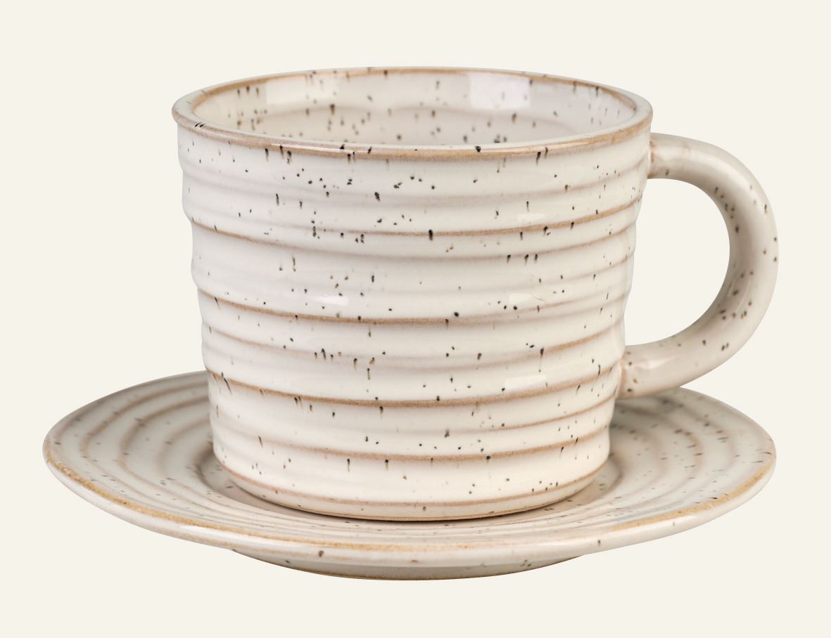 Tasse mit Untertasse Hellbeige - 300 ml Hellbeige - 1