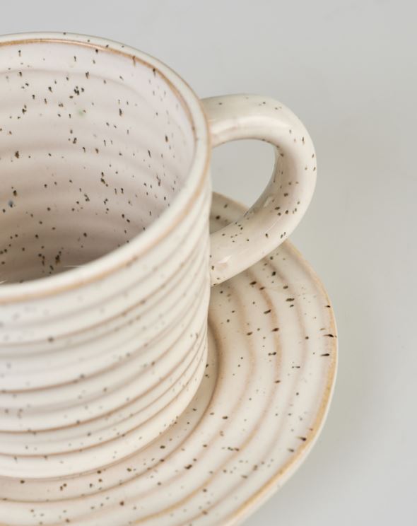 Tasse mit Untertasse Hellbeige - 4