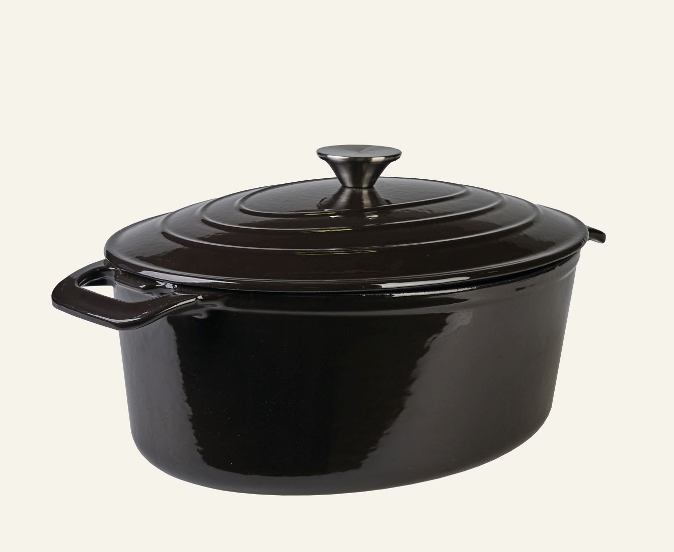Gusseisen-Topf Oval Schwarz - 5800ml Schwarz - 1