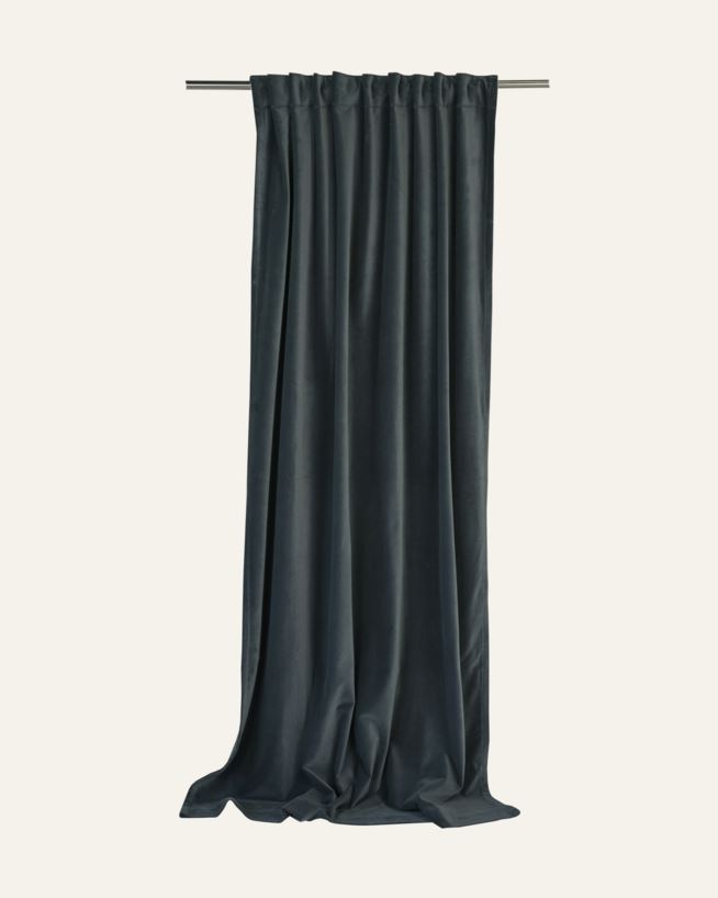 Veloursvorhang Grau-blau - 140x220 cm Grau-blau - 1