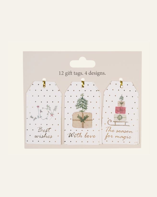 Geschenkanhänger 12 Stück Weiß - 9 cm Weiß - 1
