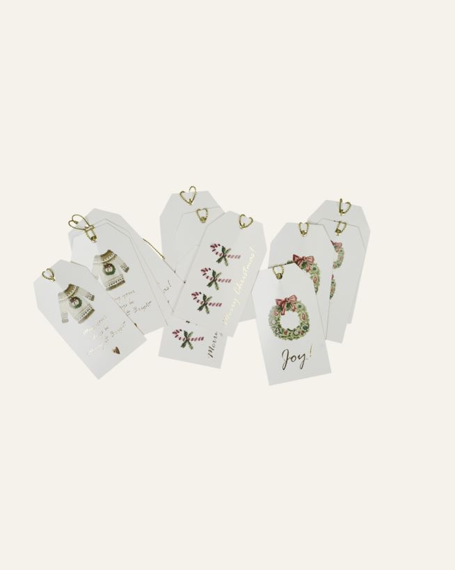 Geschenkanhänger 12 Stück Multi/Rot - 9 cm Multi/Rot - 1