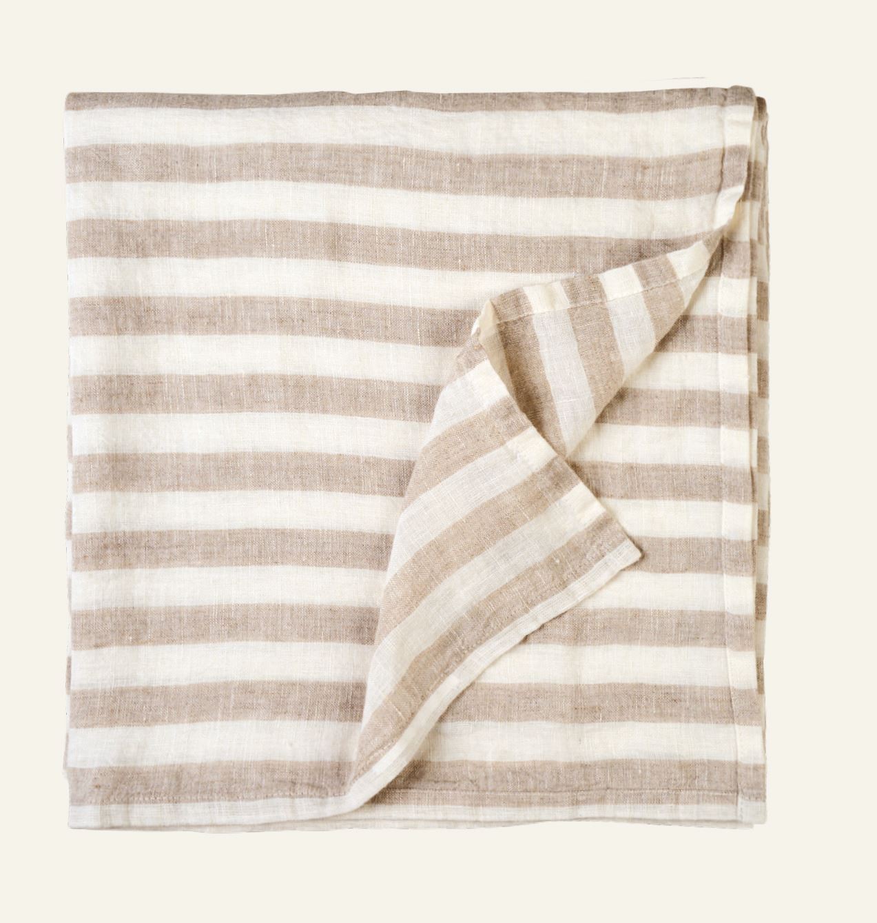 Tischdecke aus Leinen Beige - 3