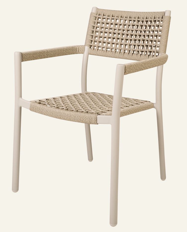 Gartenstuhl Beige - 57x60x83,5 cm Beige - 1