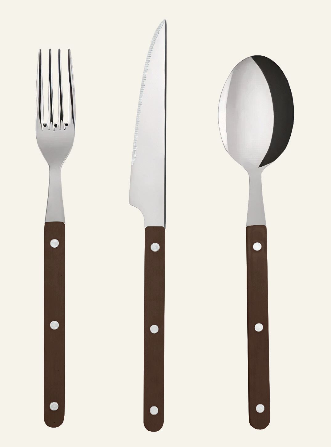 Besteck 3 Teile Braun - 3 stk Braun - 1