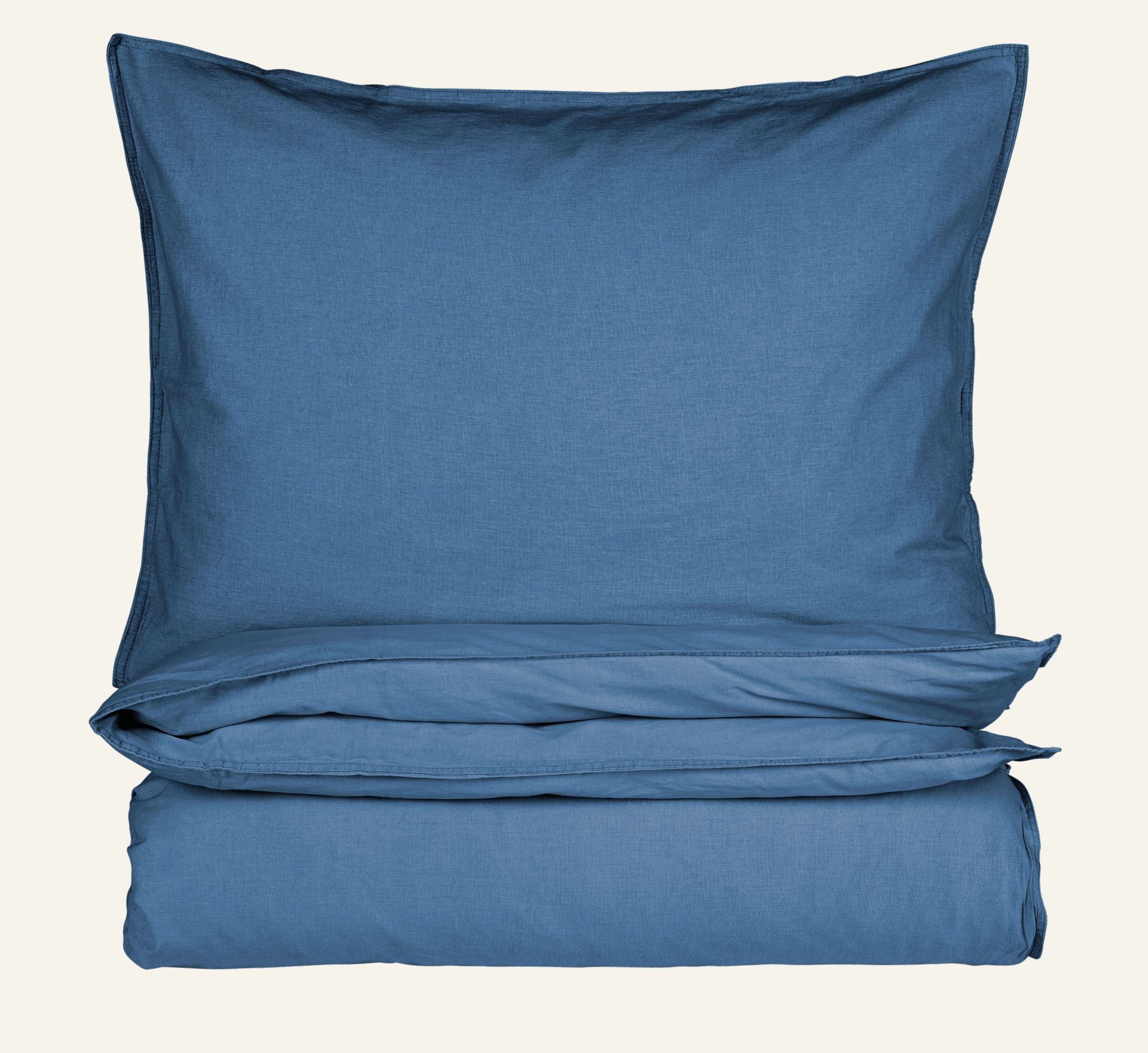 Baumwollbettwäsche Denimblau - 135x200 cm/80x80 cm Denimblau - 1