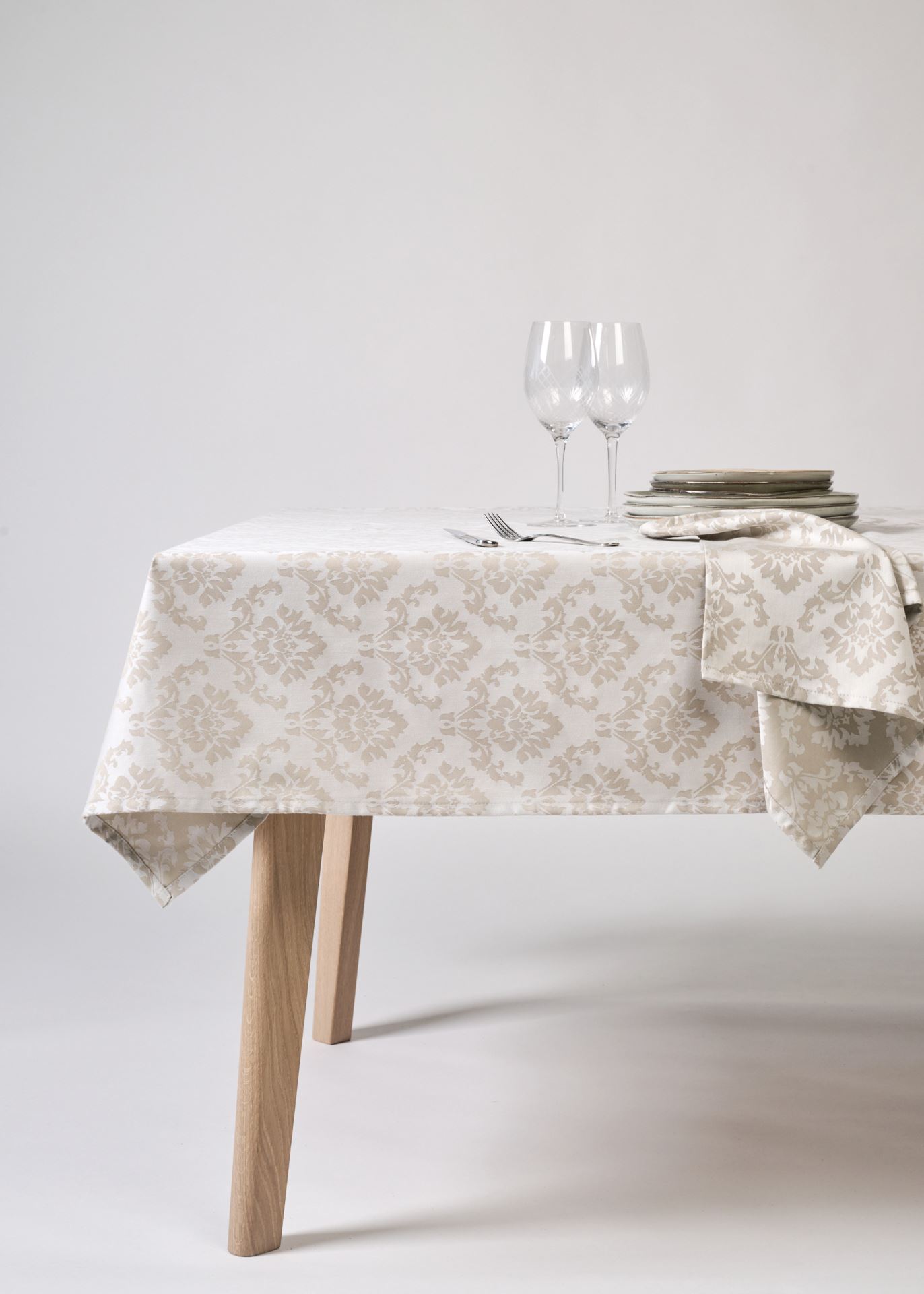 Abwischbare Tischdecke Beige - ø180 cm Beige - 1