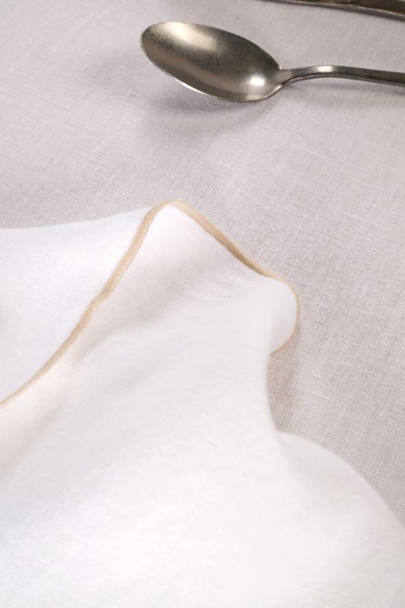 Tischdecke aus Leinen Beige - 4
