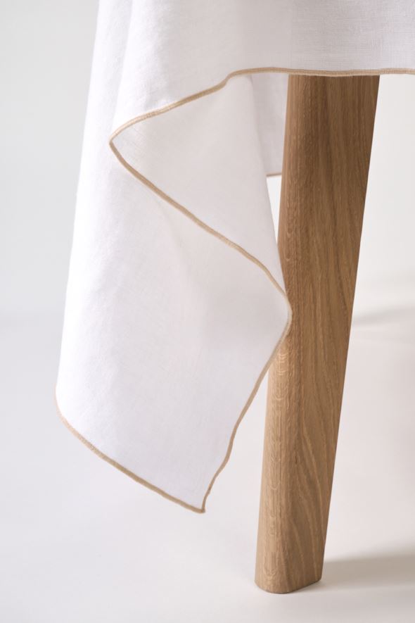Tischdecke aus Leinen Beige - 3