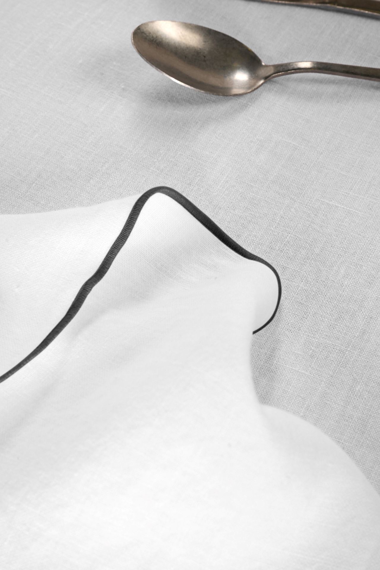 Tischdecke aus Leinen Weiß - 5