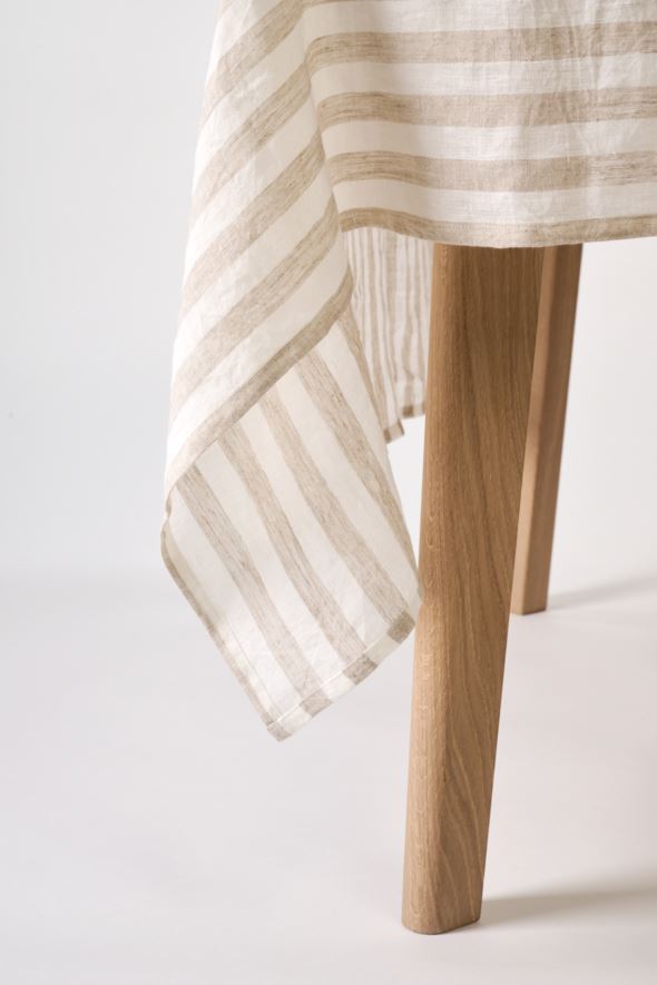 Tischdecke aus Leinen Beige - 6
