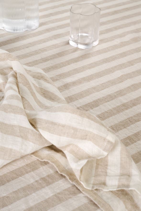 Tischdecke aus Leinen Beige - 5