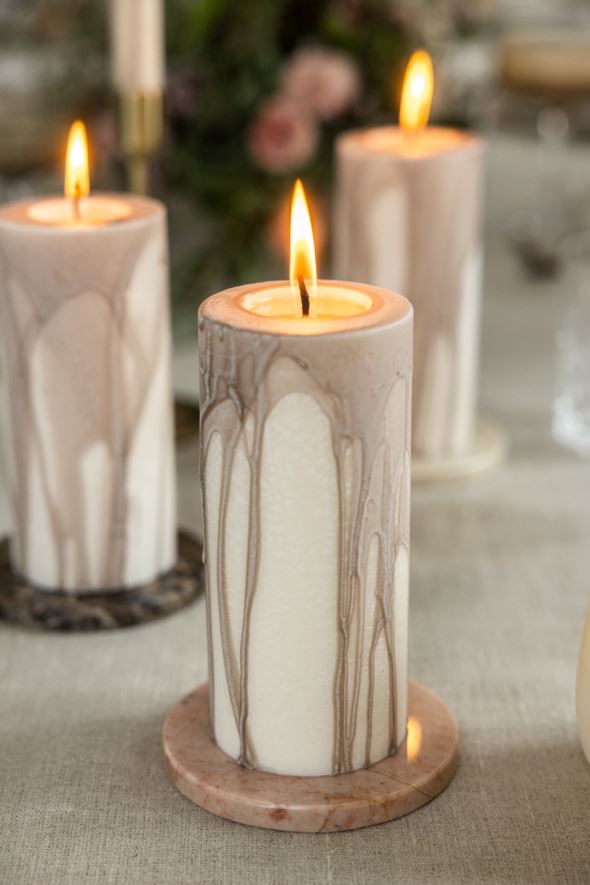 Stumpenkerze Beige - 3