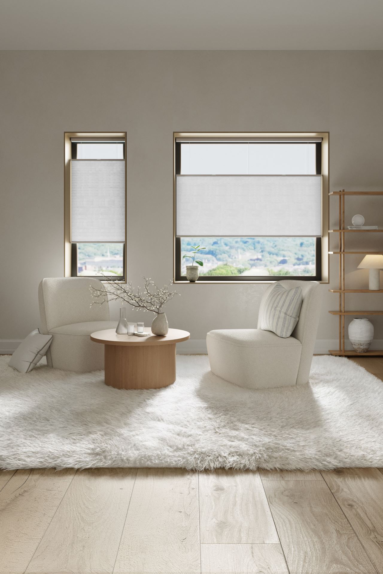 Plissee (oben & unten verstellbar) Weiß - 60x160 cm Weiß - 1