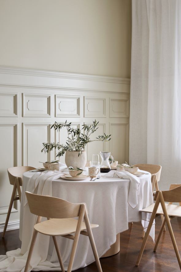 Tischdecke aus Leinen Beige - 5