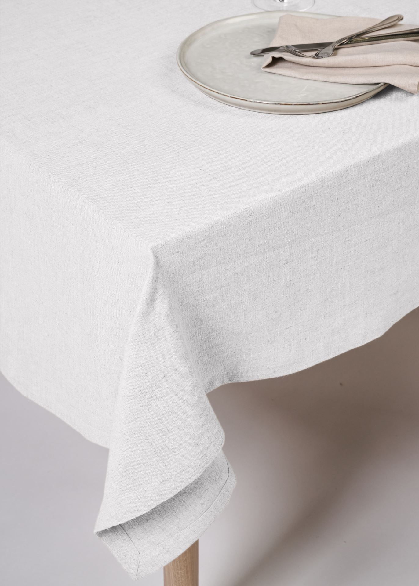 Tischdecke aus Leinen Weiß - 3