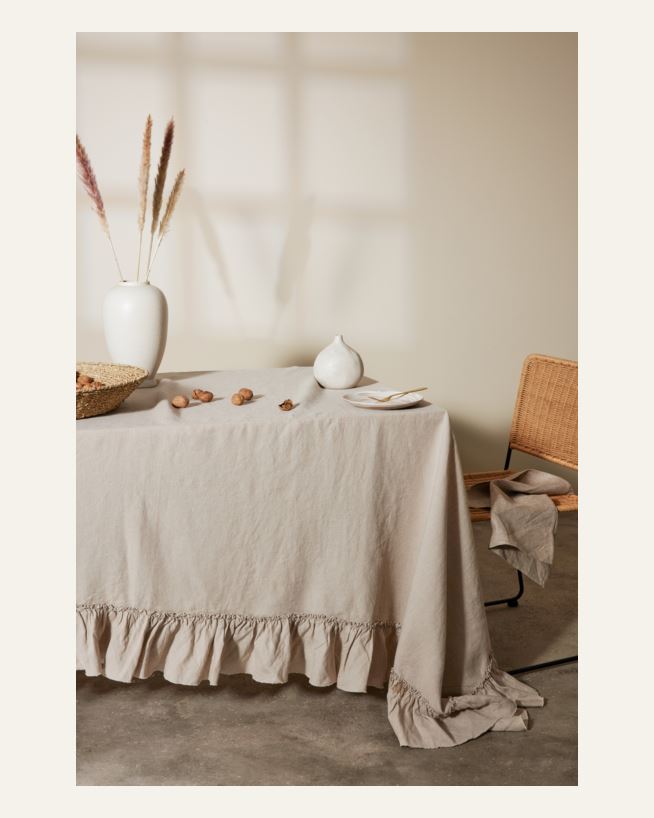 Tischdecke aus Leinen Natur - ø165 Natur - 1